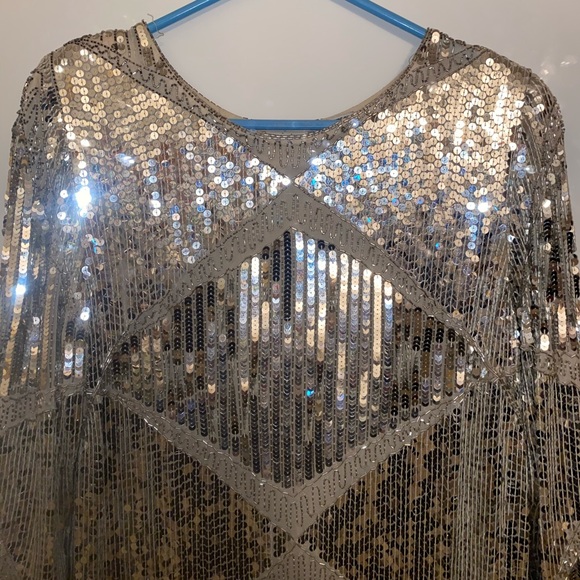 Vintage Sequin 100% Silk Dress - Picture 4 of 6